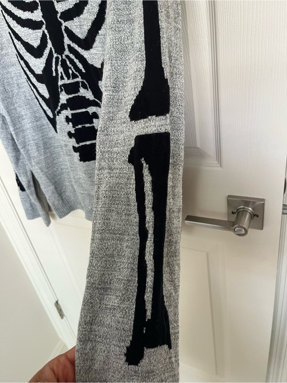 ASOS Gray Rib-Knit Sweater with Black Skeleton Motif - Women's size L - Picture 9 of 9